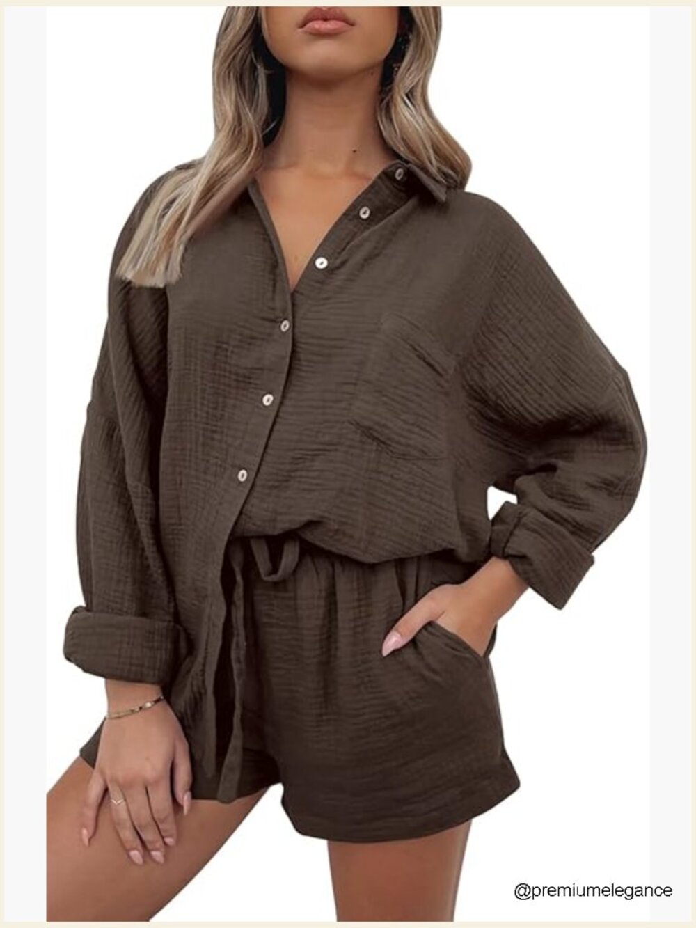 2 Piece Lounge Set - Oversized Top & Shorts Pajama Set Women